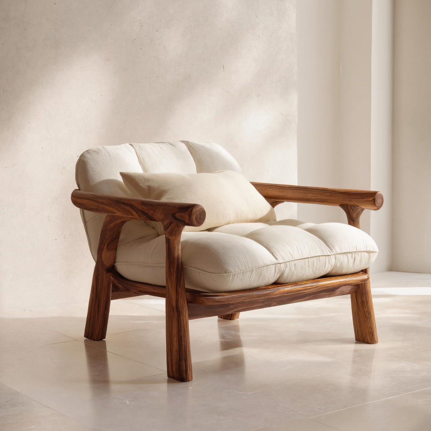 Minimalist Accent Chair Without Cushion For Living