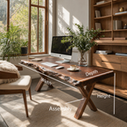 Live Edge Wooden Desk With X Legs For Rustic Home Office Or Studio