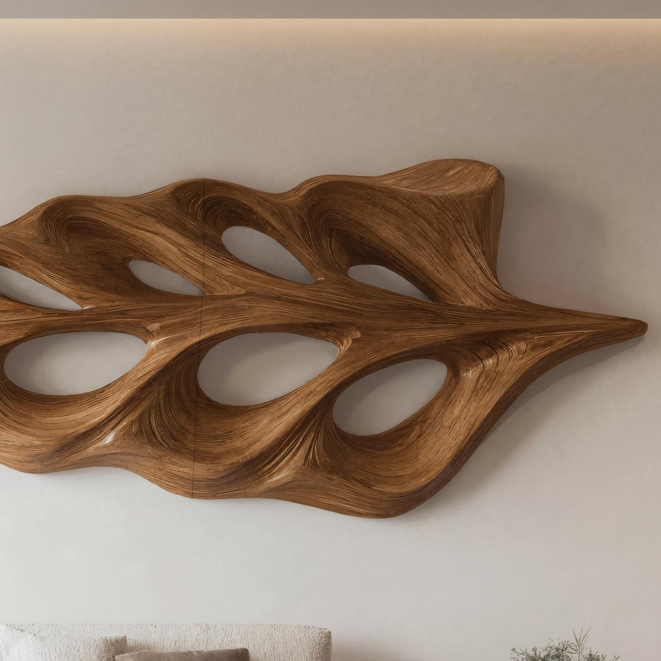 Modern Flowing Leaf Shape Carved For Home