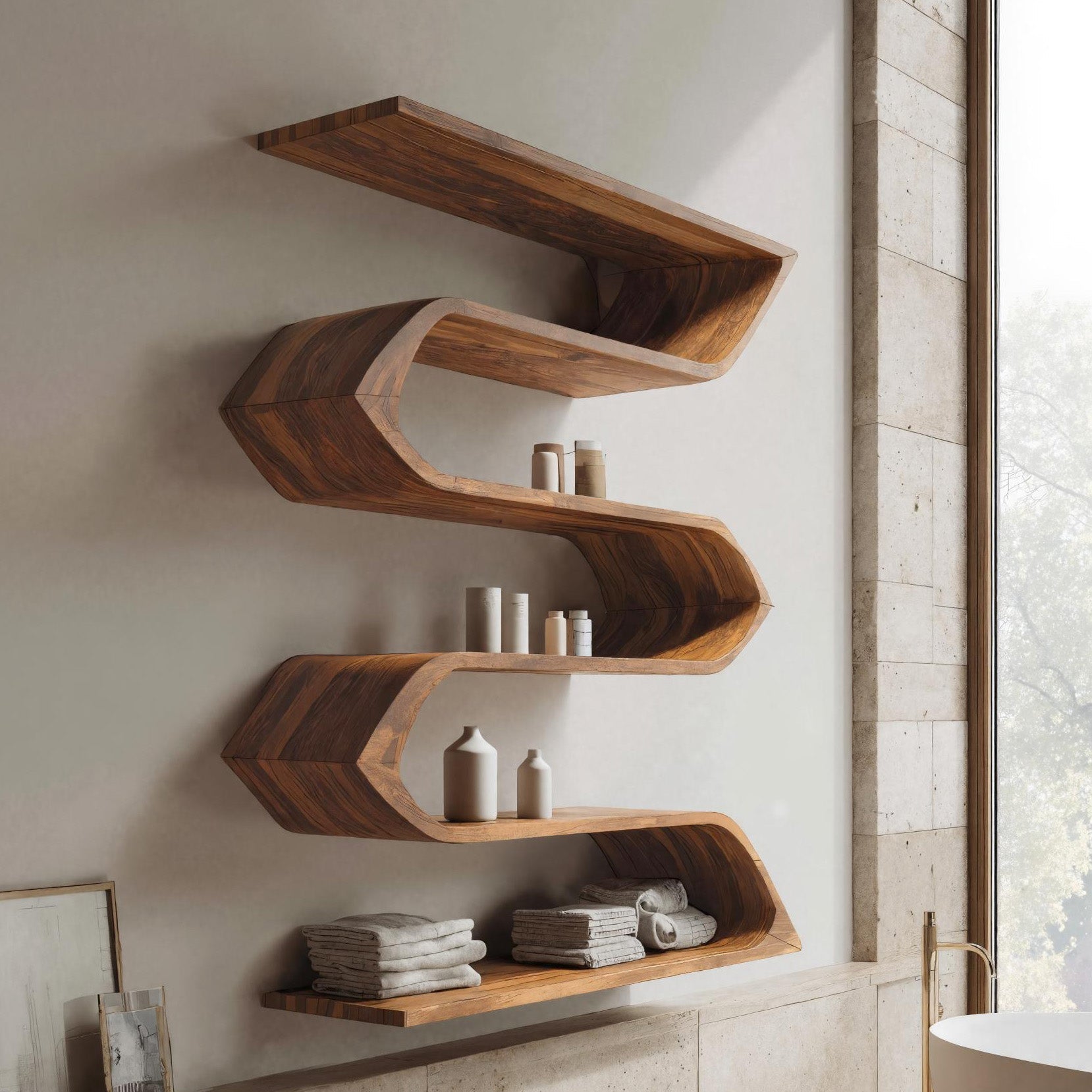 Modern Sculptural Wall Mounted Bathroom Storage For Bathroom
