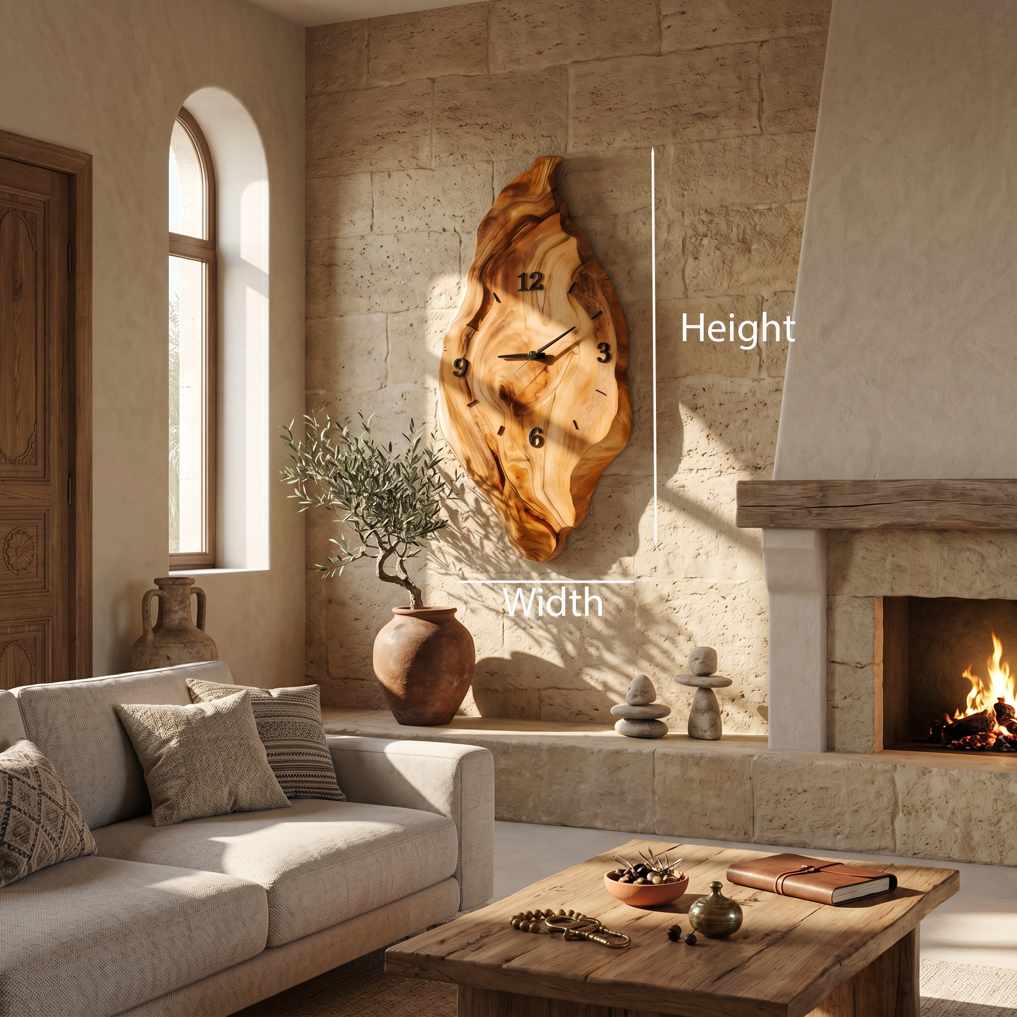 Rustic Wall Clock With Live Edge Design For Bedroom
