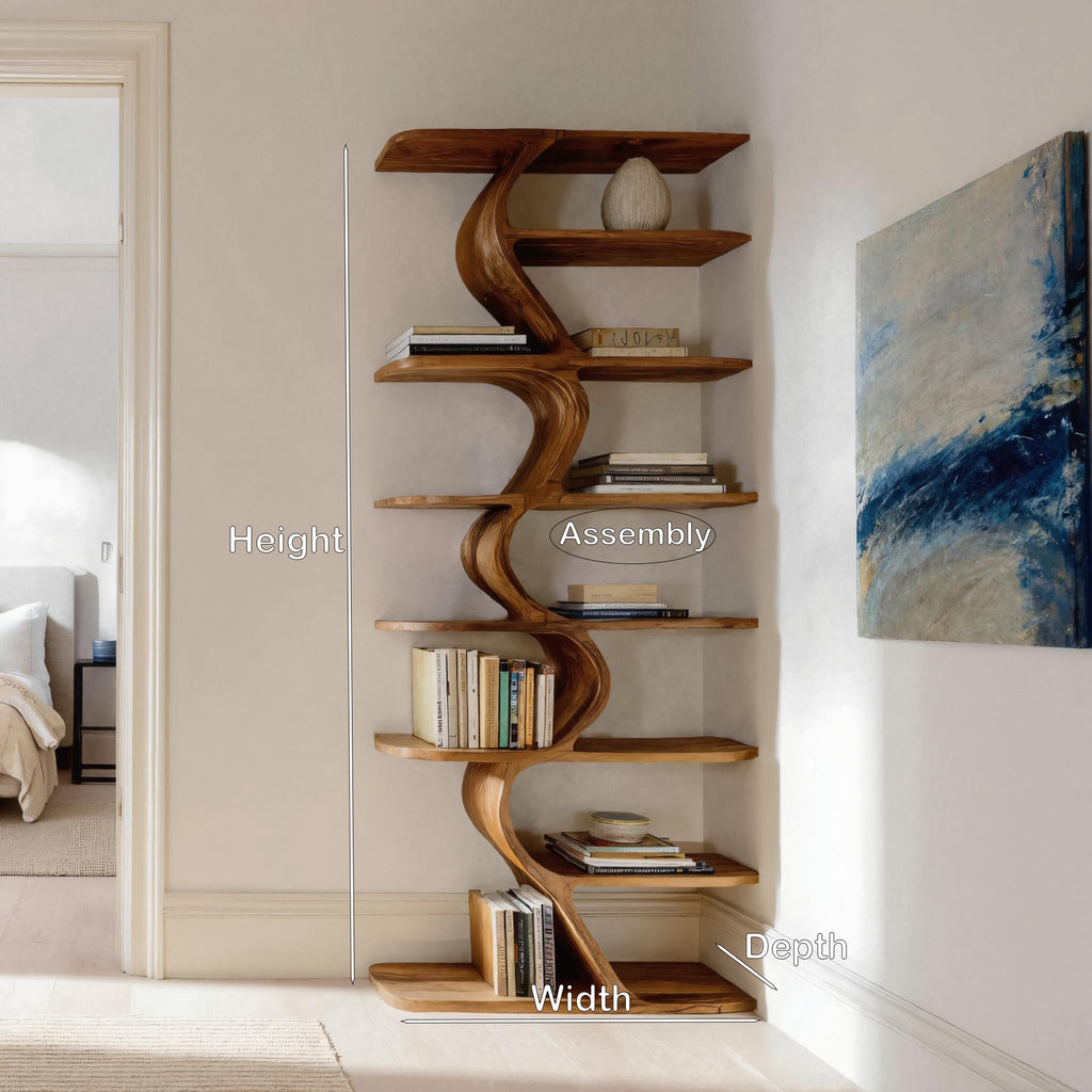 Organic Bookshelf For Living Room Interiors