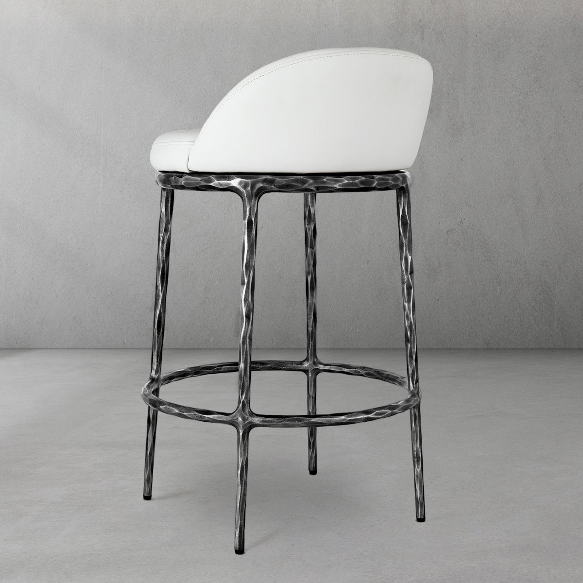Hand-Forged Metal Bar Swivel Counter Stool
