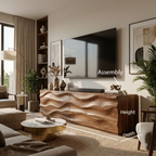 Modern Carved Media Console With Wave Front For Living Room