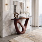 Mid Century Live Edge Console Table Sculptural Solid Wood For Living Room