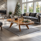 Rustic Live Edge Coffee Table Solid Wood For Christmas Furniture