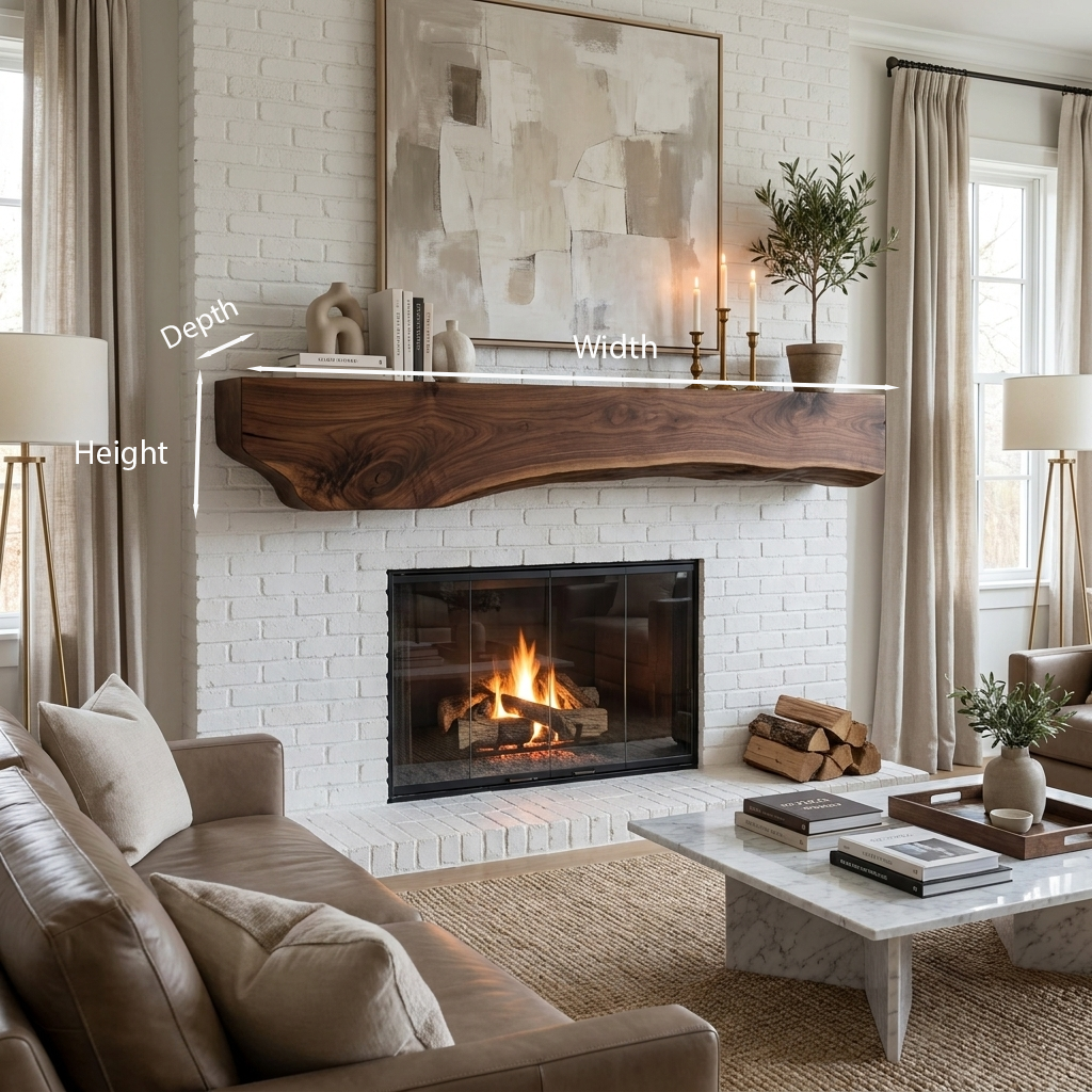 Rustic Fireplace Mantel Beam For Holiday Decoration