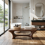 Modern Organic Bathroom Seat With Center Shelf For Bathroom