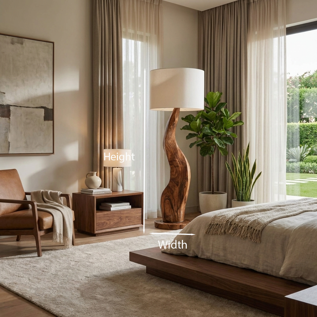 Modern Sculptural Floor Lamp With Curved Base For Bedroom