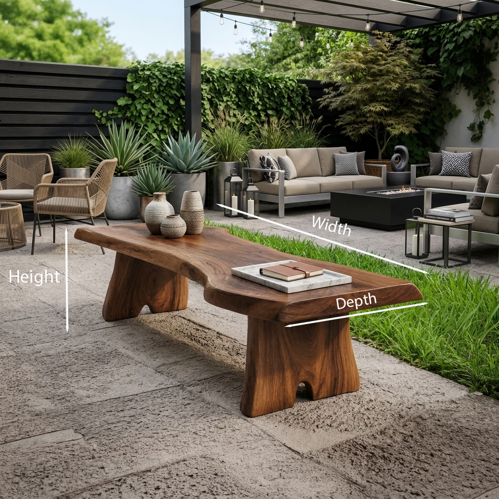 Minimalist Live Edge Outdoor Bench For Entryway Or Patio