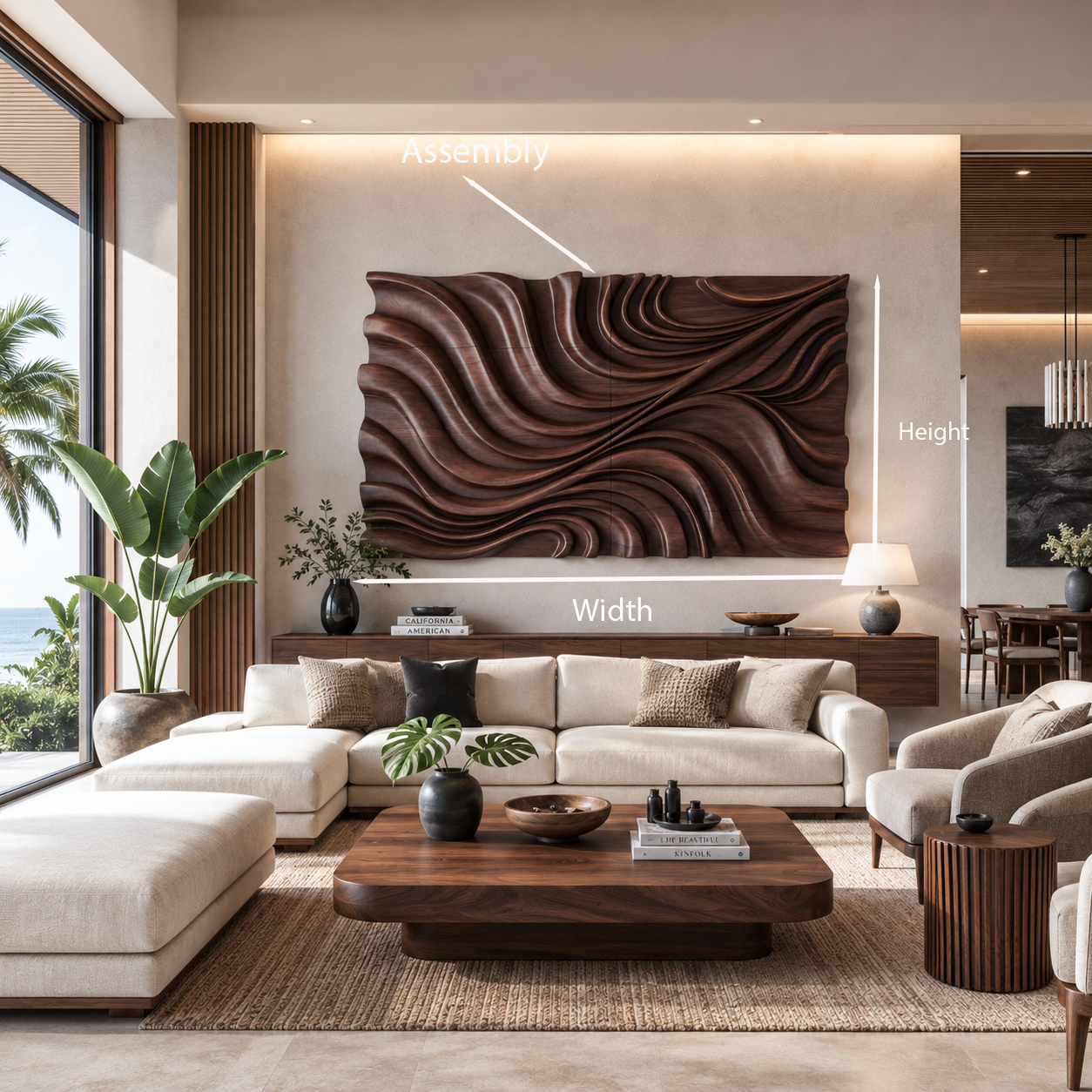 Elegant Wave Inspired Wall Sculpture for Modern Living Room