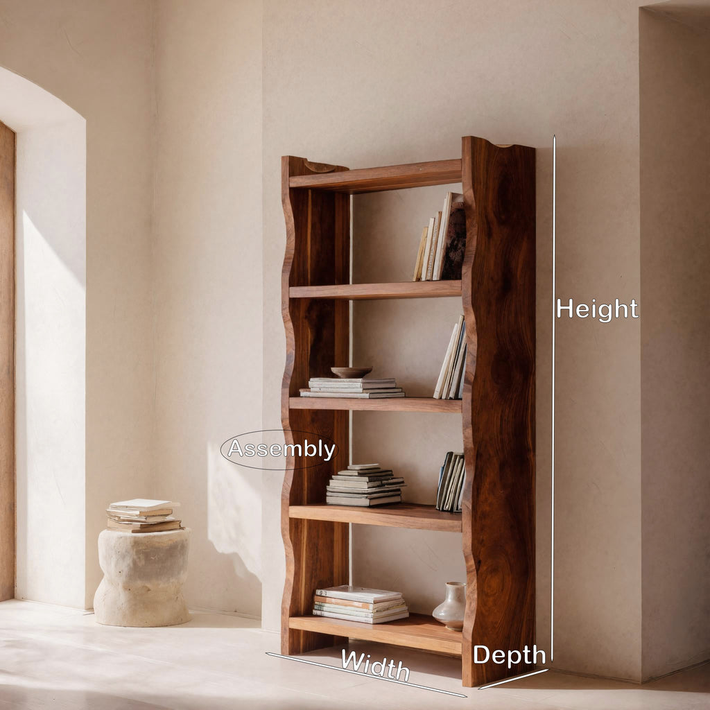 Modern Vertical Bookshelf With Natural Grain Design For Living