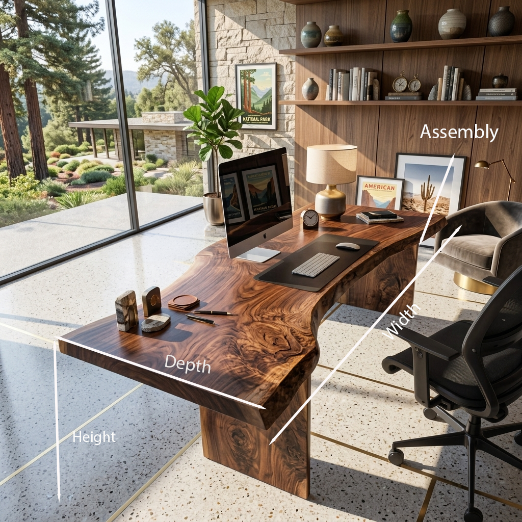 Modern Organic Curved Office Desk For Executive Or Creative Workspace