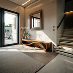 Sculptural Bench With Wave Design For Entryway