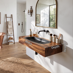 Farmhouse Wooden Live Edge Wood Basin For Organic Bathroom Design