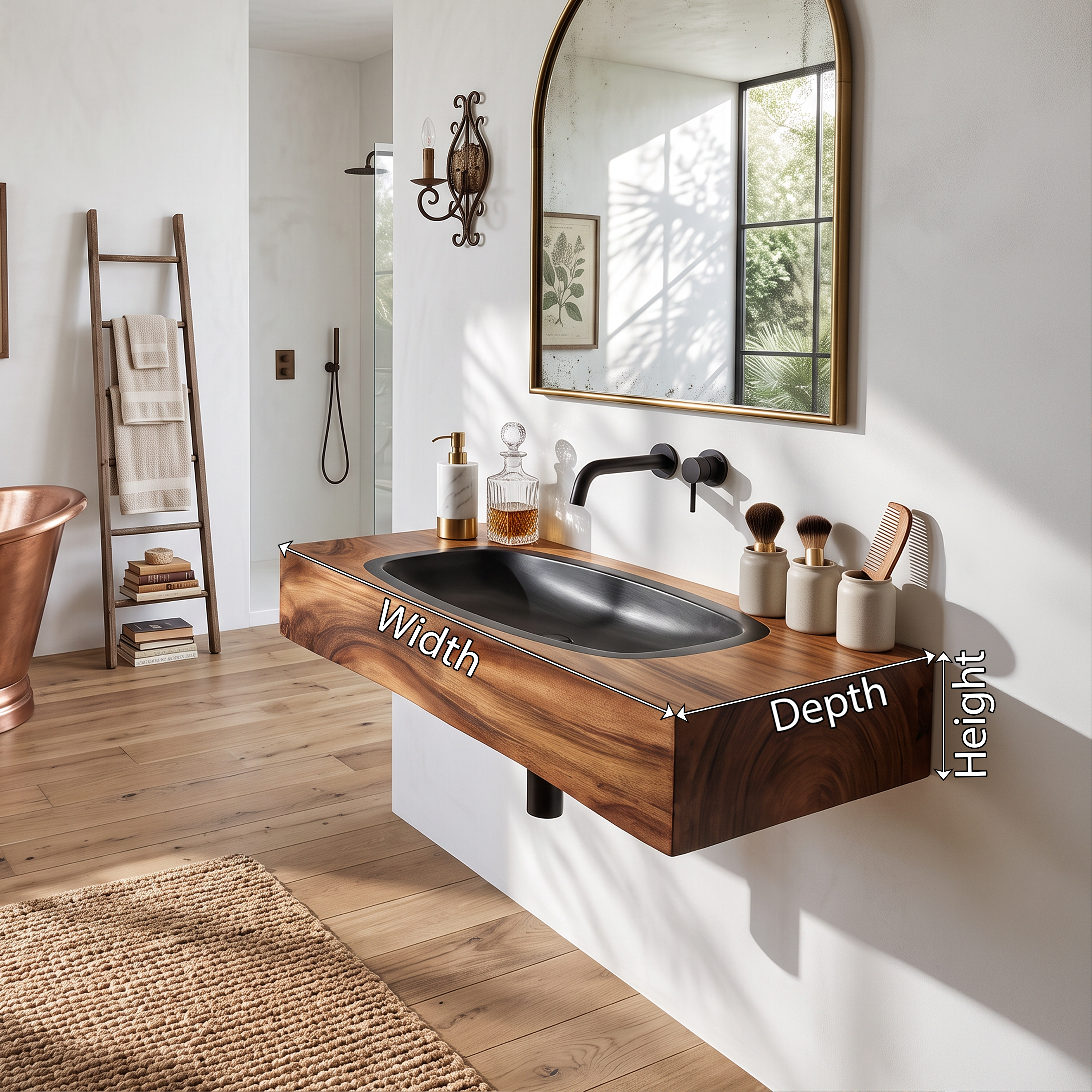 Farmhouse Wooden Live Edge Wood Basin For Organic Bathroom Design