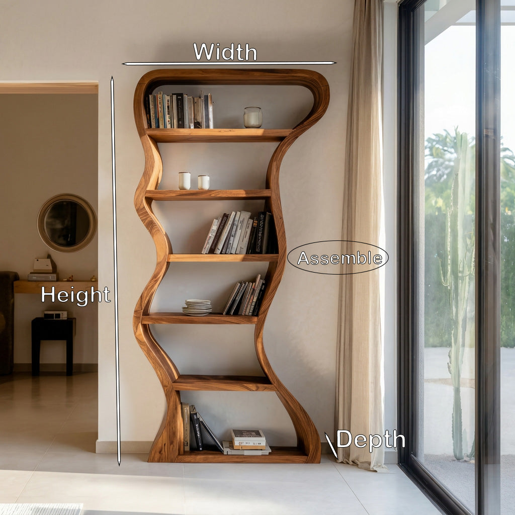 Organic Sculpture Wavy Bookshelf For Living Room Or Office Furniture