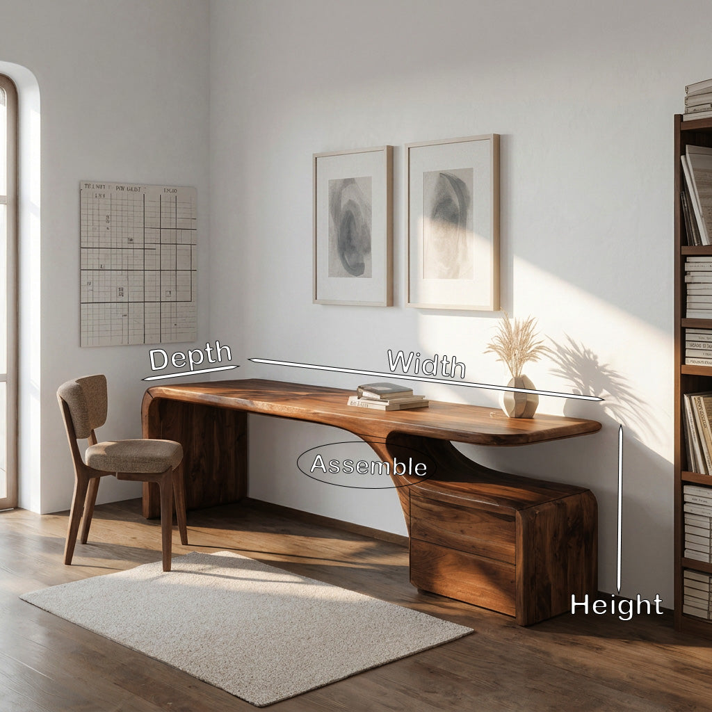 Organic Desk With Drawer Storage For Home Office