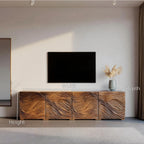 Modern Organic Wave Carved TV Console For Living Room