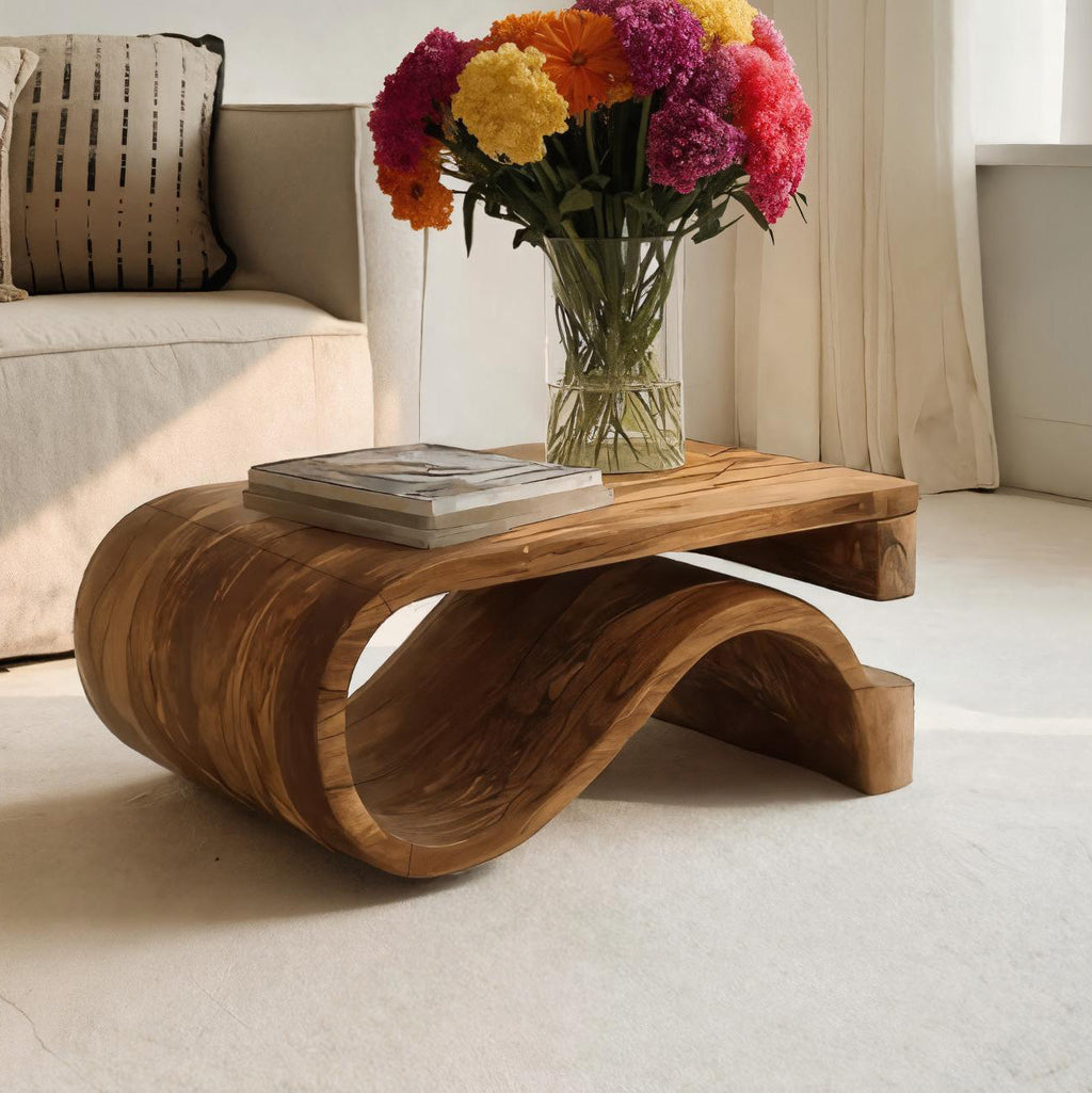 Minimalist Coffee Table Curved Style For Living Room
