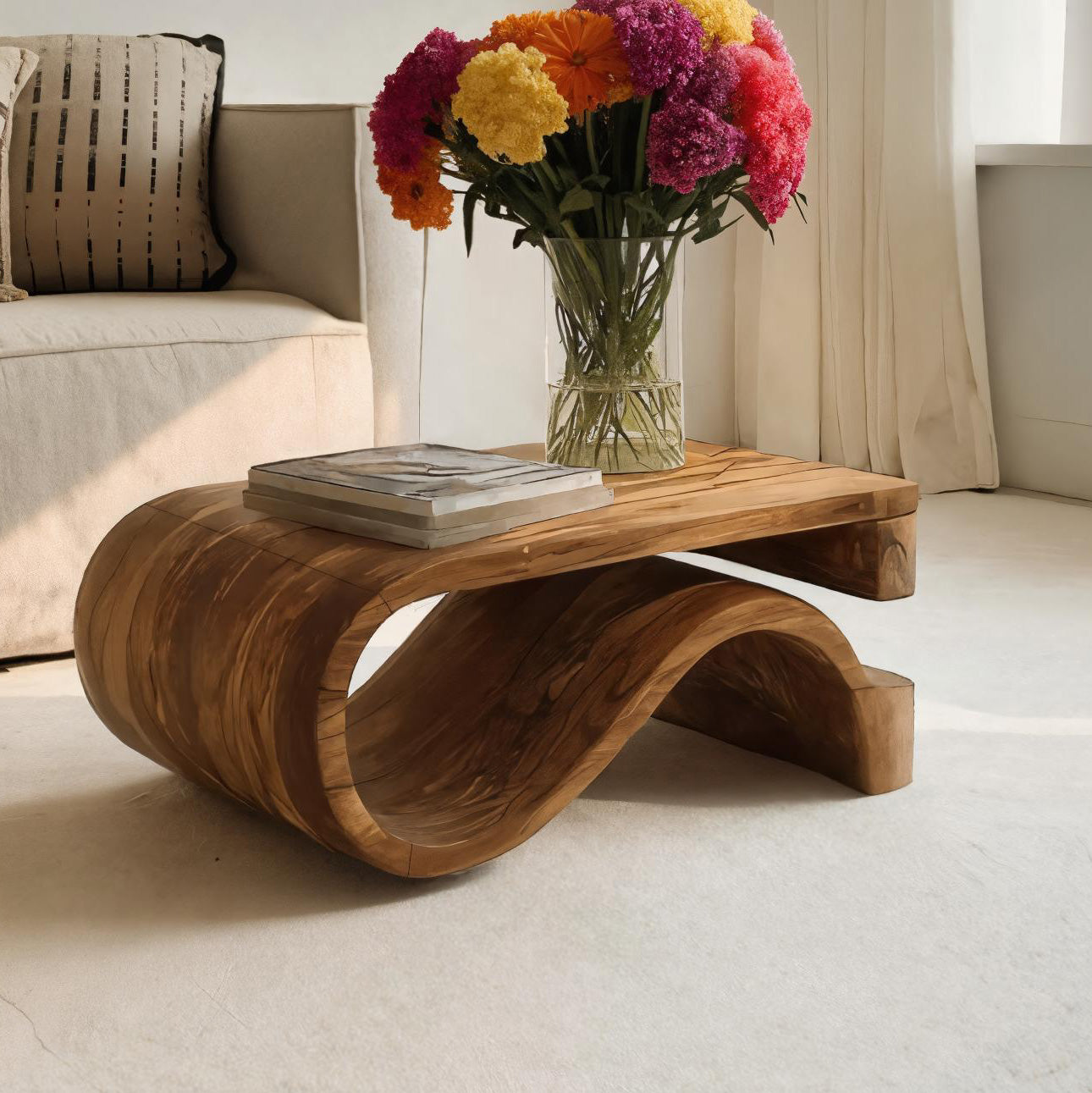 Minimalist Coffee Table Curved Style For Living Room