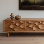 Artistic TV Stand Carved Storage Design For Living Room