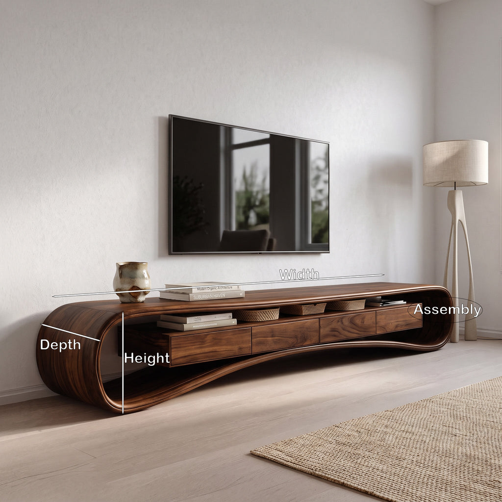 Modern Luxury Curved Media Console For Living Room