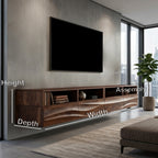 Floating Wave-Pattern TV Console For Holiday Decor