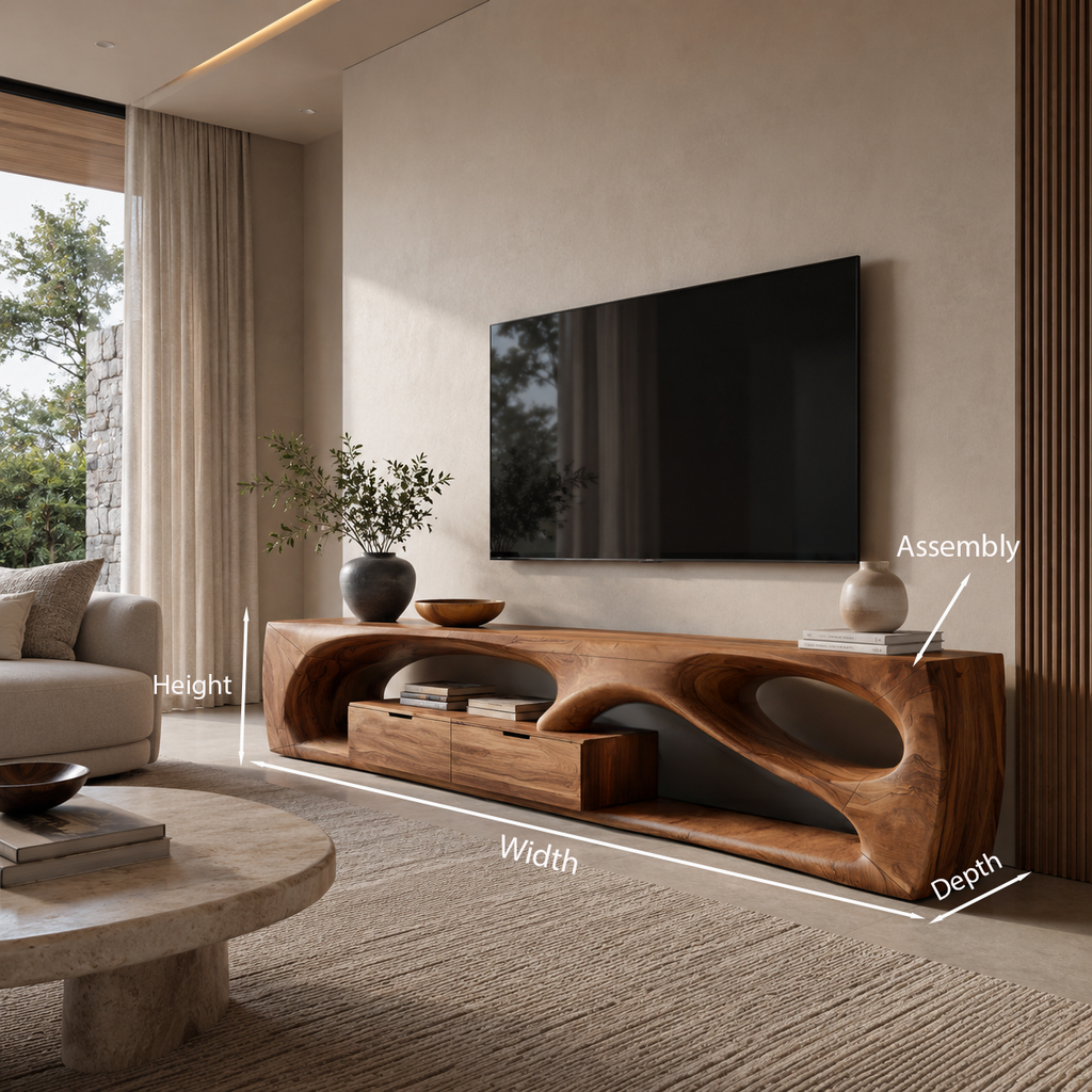 Modern Sculptural TV Console For Holiday Decoration