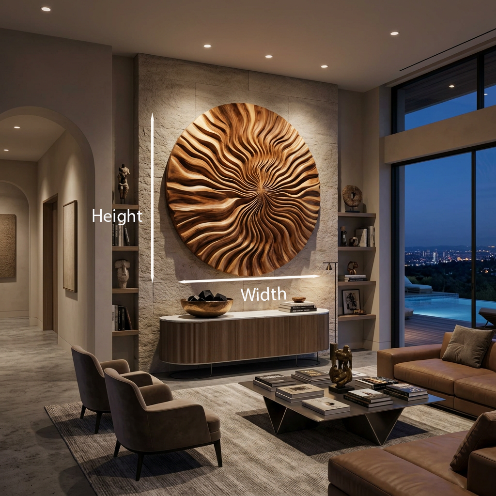 Round Wall Art With Wave Design For Entryway