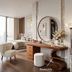 Modern Sculptural Vanity Table For Dressing Area