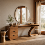 Modern Sculptural Vanity Table With Curved Design For Bedroom