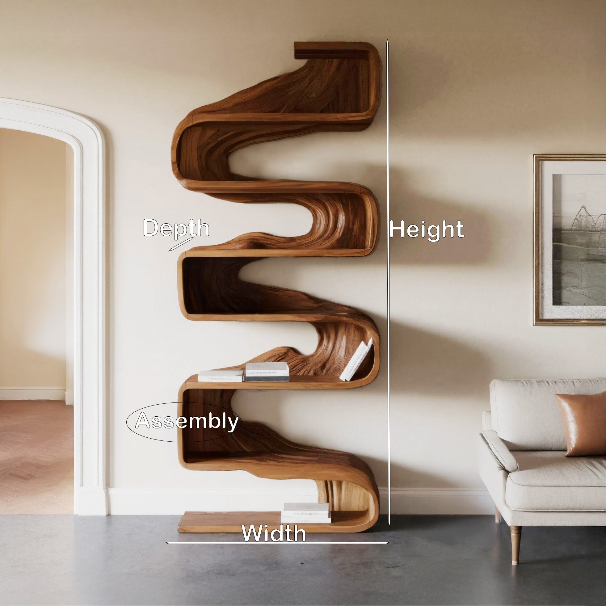 Artistic Sculptural Bookshelf For Living Room