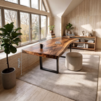 Mid Century Rustic Wooden Live Edge Desk For Home Office