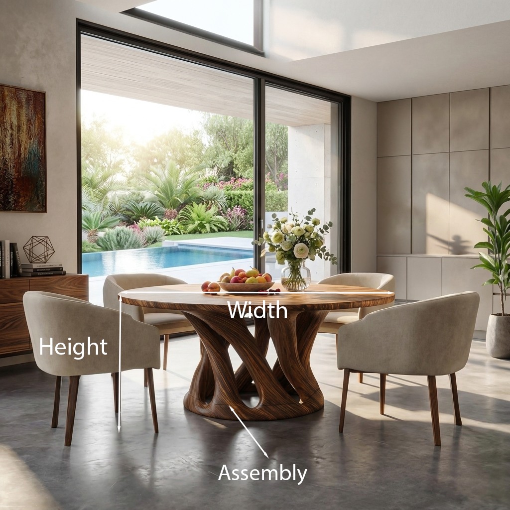 Sculptural Round Dining Table For Contemporary Interior