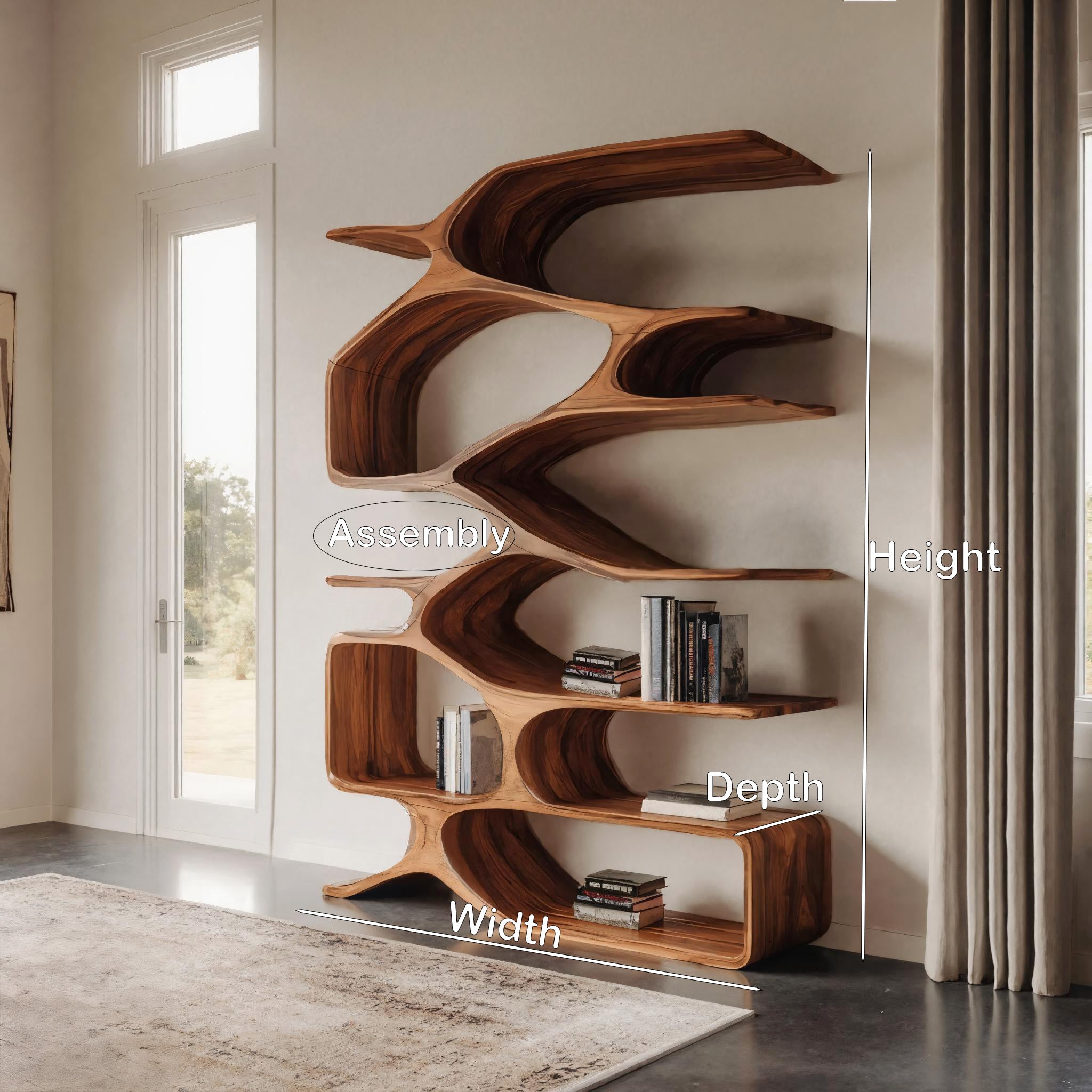 Organic Sculptural Bookshelf For Living Decor
