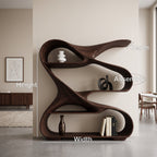 Modern Sculptural Wooden Bookshelf For Living Room Or Office Display