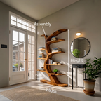 Modern Bookshelf Tree Inspired Curved Design For Living Room