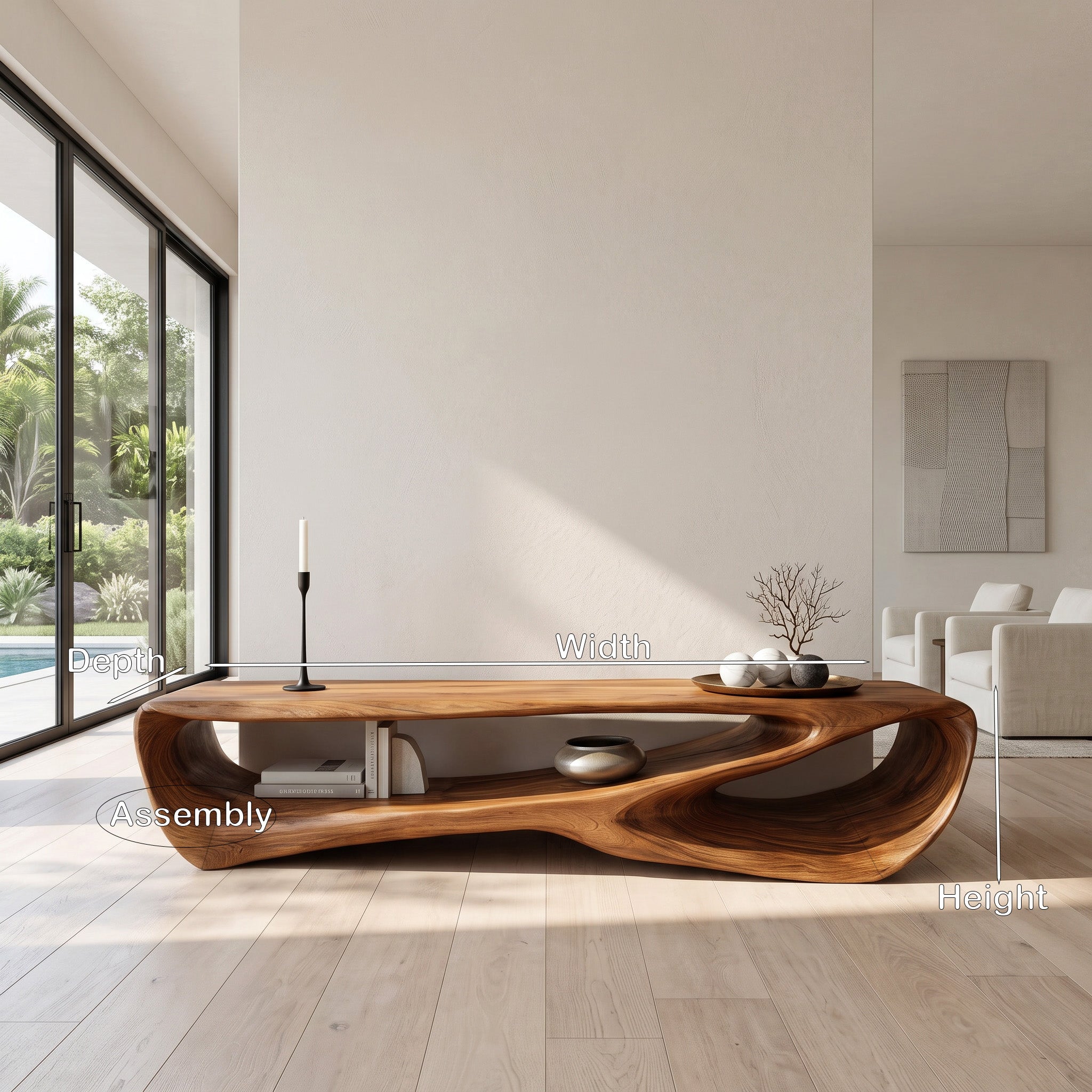 Minimal Curved TV Console For Living Room