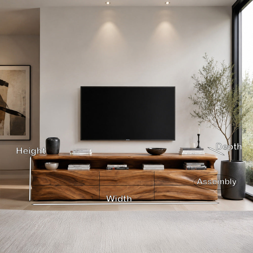 Modern TV Console With Shelf And Drawers For Living Room