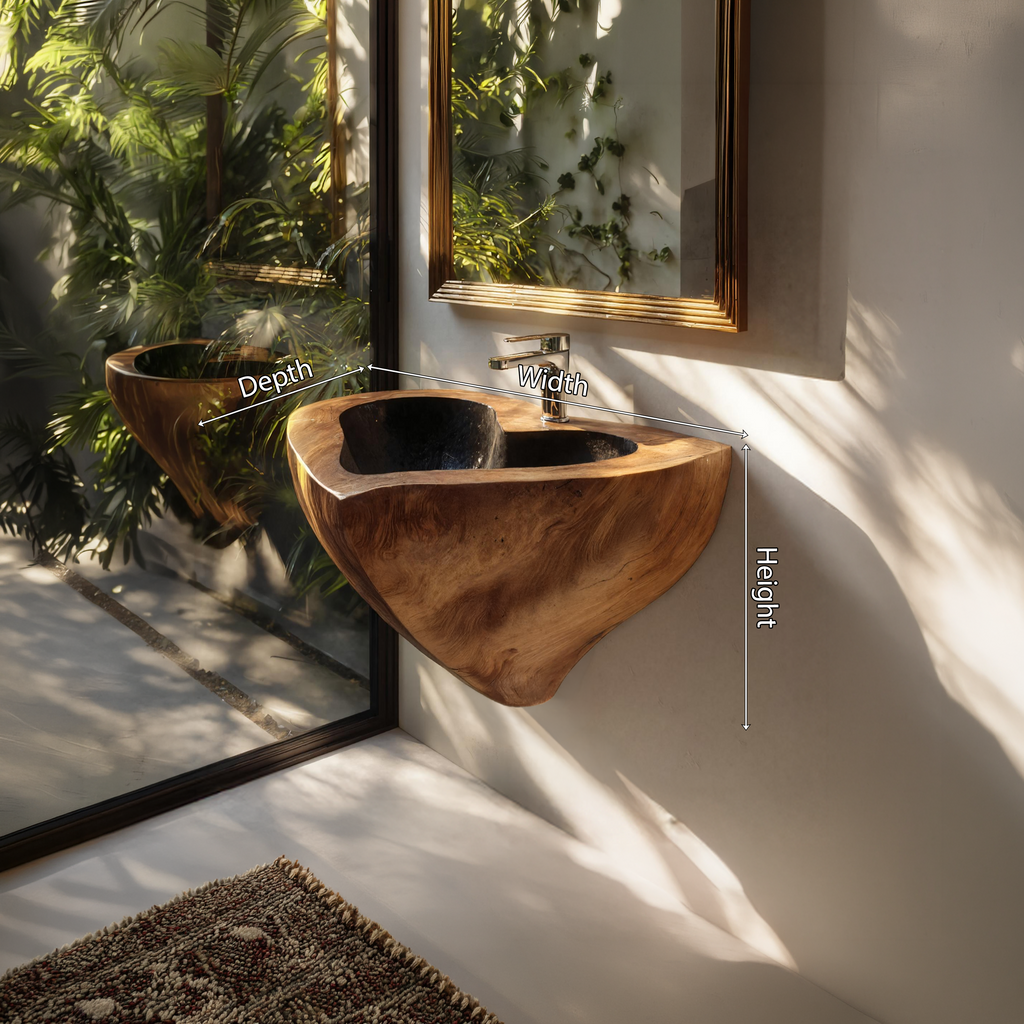 Mid Century Solid Wood Vanity Sink For Modern Bathroom Furniture Decor