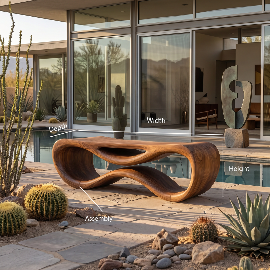 Contemporary Sculptural Outdoor Bench For Patio Or Garden Decor