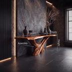 Mid Century Live Edge Console Table Artistic Wood For Furniture Decor