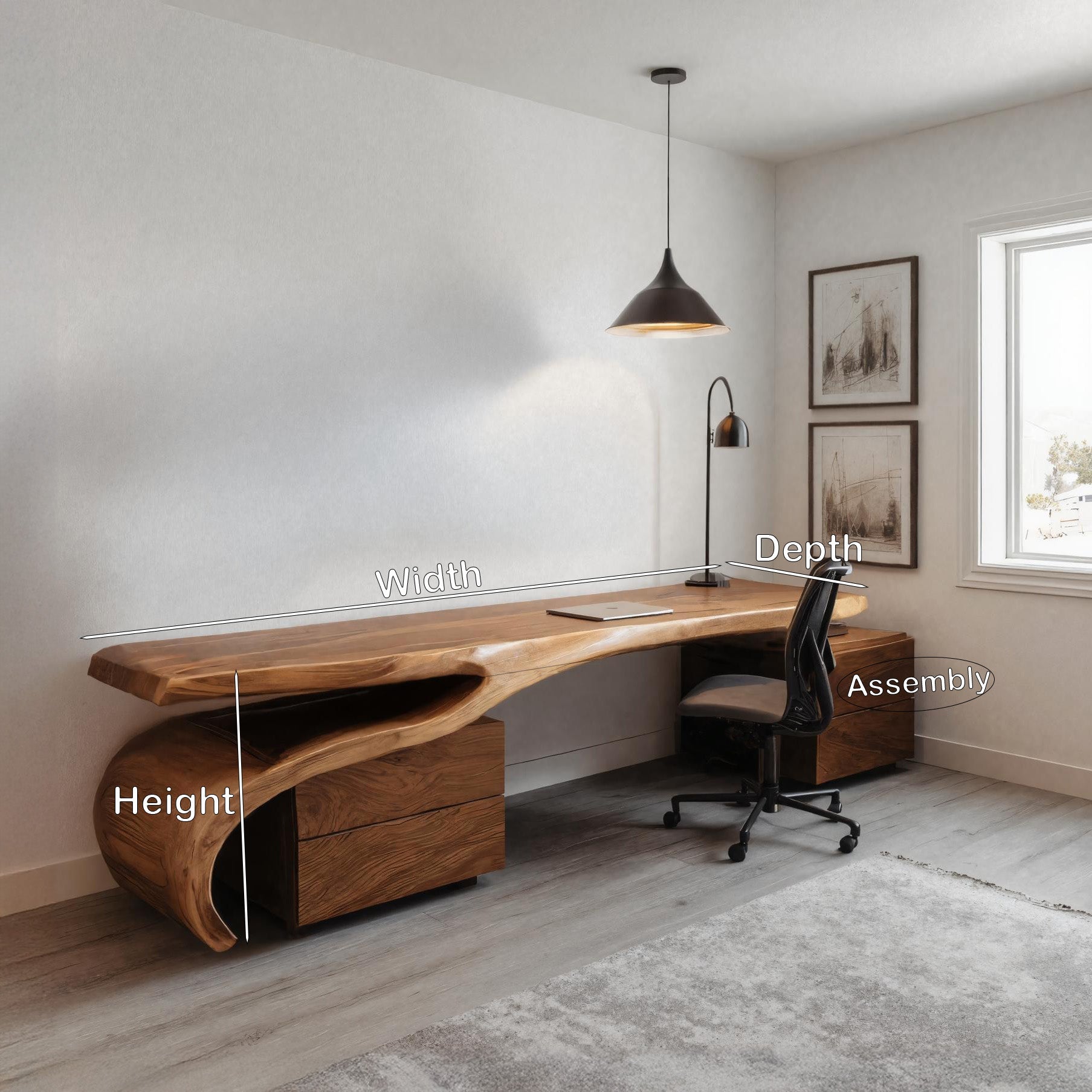 Modern Sculptural Desk With Flowing Design For Home Office