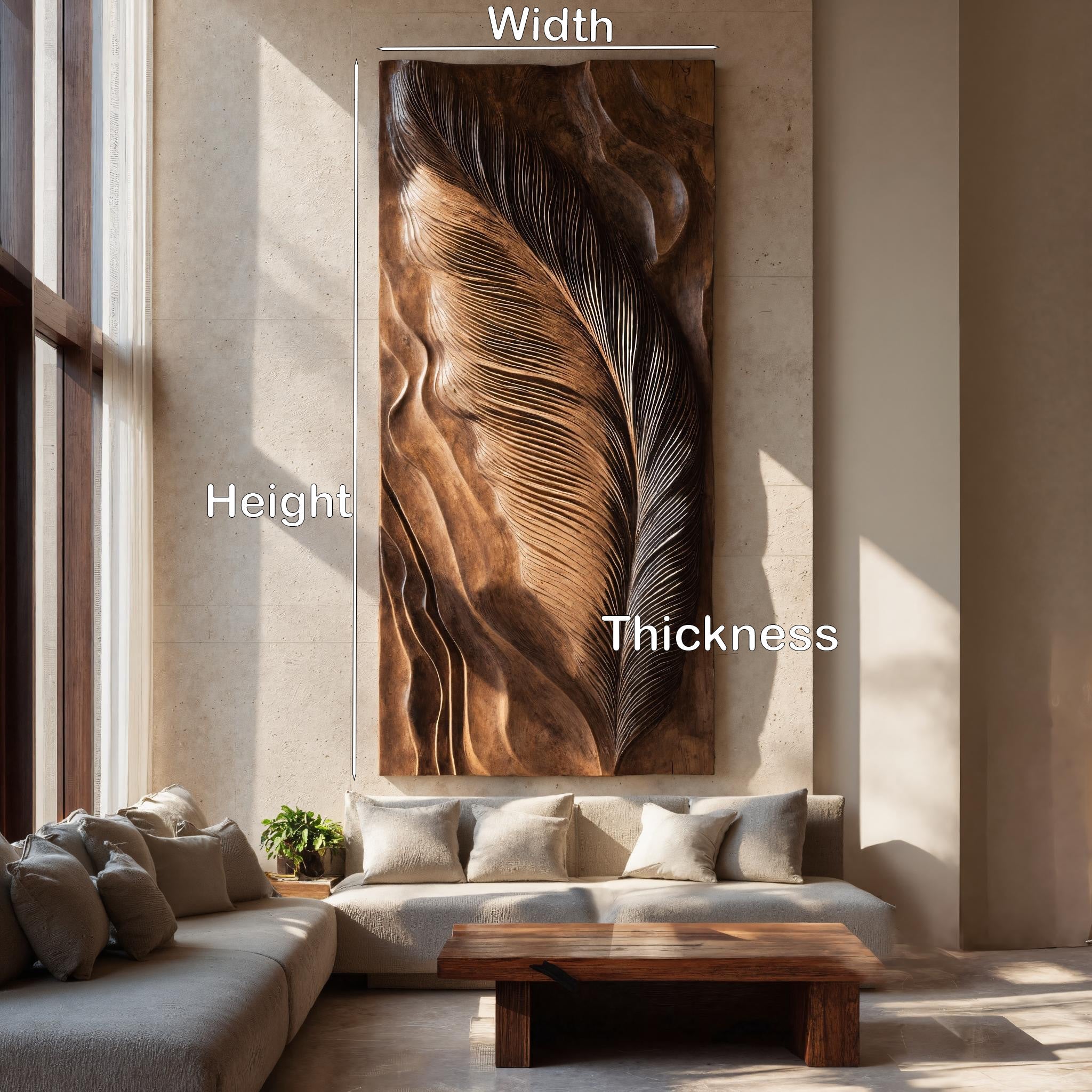Hand Carved Feather Wall Art Design For Home