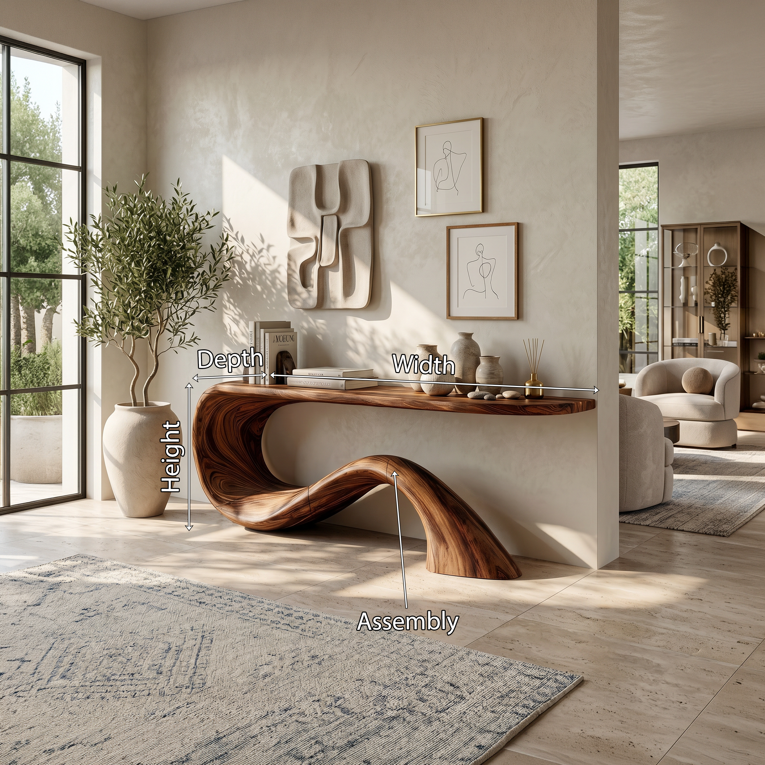 Modern Live Edge Entryway Table Organic Solid Wood For Home Decor
