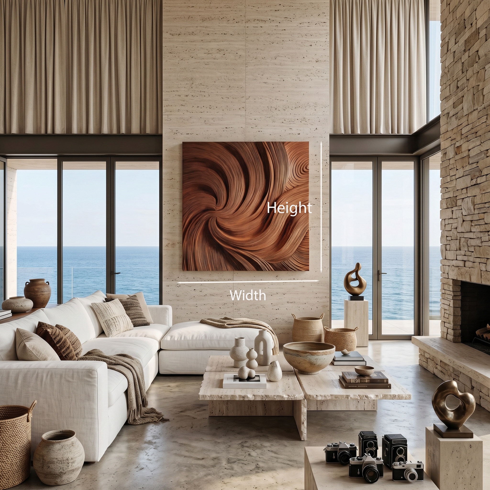 Modern Wall Art Panel With Wave Design For Living Room