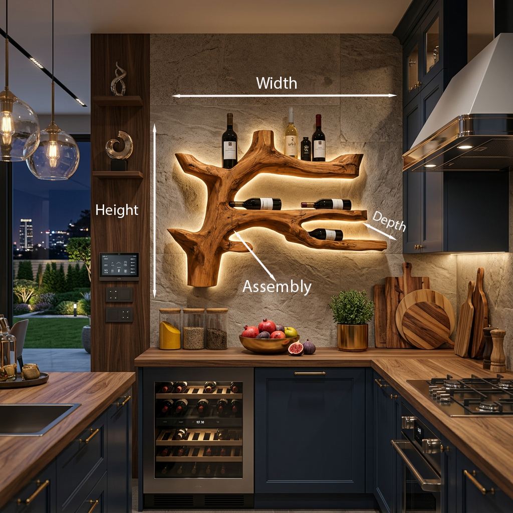 Modern Branch Wine Bottle Holder Wall Mount For Dining Wall Decor