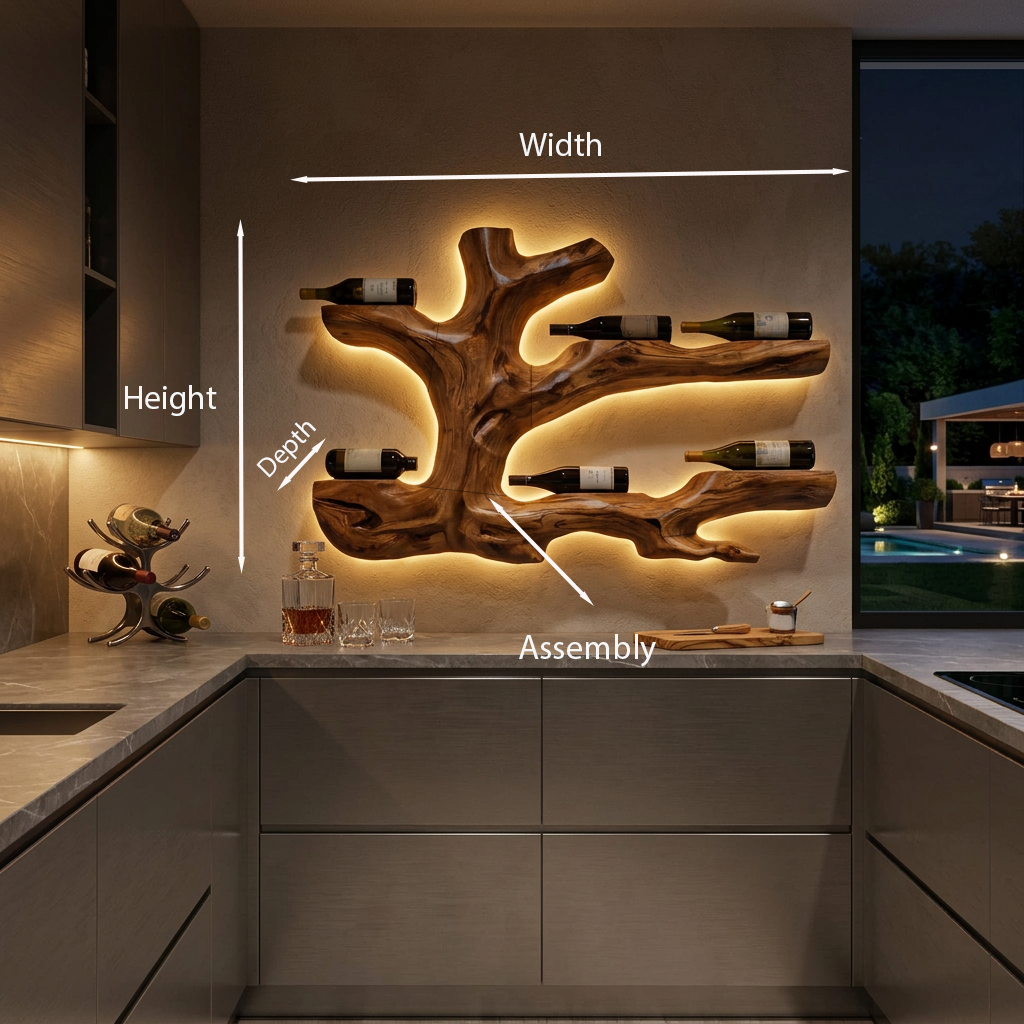 Rustic Live Edge Wine Bottle Holder Wall Hanging For Home Interiors
