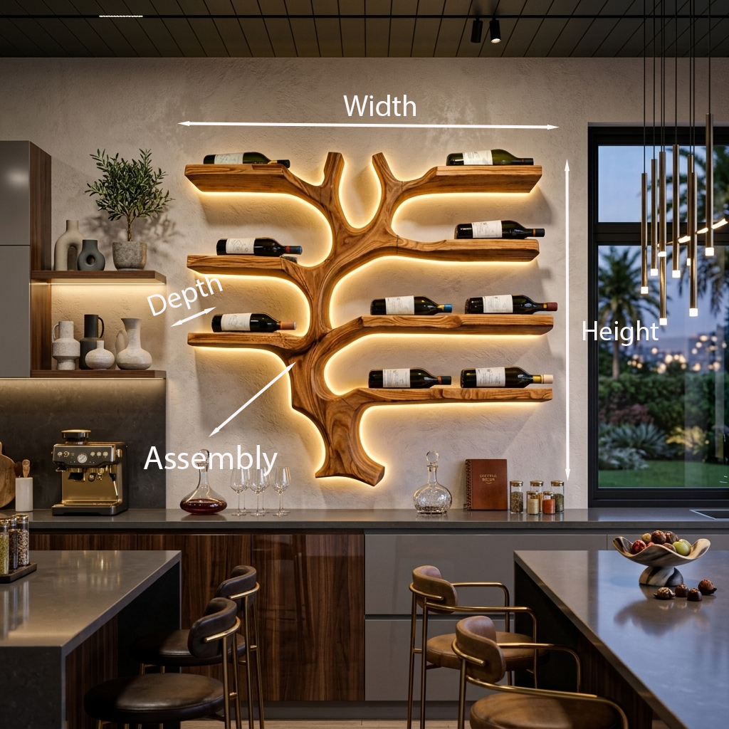 Modern Wall Mounted Branch Wine Bottle Holder For Kitchen